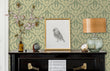 Load image into Gallery viewer, Victorian antique green damask fabric peel and stick wallpaper