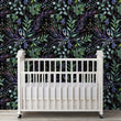 Load image into Gallery viewer, Watercolor black botanical peel and stick wallpaper