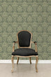 Load image into Gallery viewer, Victorian grey damask fabric peel and stick wallpaper