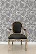 Load image into Gallery viewer, Grey botanical Asian chinoiserie fabric peel and stick wallpaper