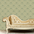 Load image into Gallery viewer, Victorian antique green damask fabric peel and stick wallpaper
