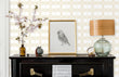 Load image into Gallery viewer, Art Deco geometric gold fabric peel and stick wallpaper