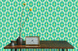 Load image into Gallery viewer, Vintage retro Mid century modern blue and yellow starburst peel and stick wallpaper