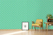 Load image into Gallery viewer, Vintage retro Mid century modern blue and yellow starburst peel and stick wallpaper