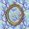 Load image into Gallery viewer, Antique Victorian chinoiserie blue floral fabric peel and stick wallpaper