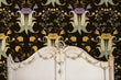 Load image into Gallery viewer, Black and purple Victorian Chinoiserie dark floral fabric peel and stick wallpaper