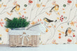 Load image into Gallery viewer, Farmhouse cottage birds in garden botanical fabric peel and stick wallpaper