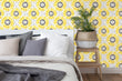 Load image into Gallery viewer, Sunflower floral yellow cottage style fabric peel and stick wallpaper