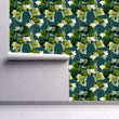 Load image into Gallery viewer, Blue and green dark floral fabric peel and stick wallpaper