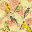 Load image into Gallery viewer, Victorian bird pink floral fabric peel and stick wallpaper
