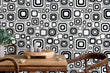 Load image into Gallery viewer, Retro Mid-century modern black and white geometric peel and stick wallpaper