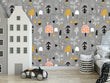 Load image into Gallery viewer, Grey woodland animals fabric peel and stick wallpaper