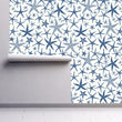 Load image into Gallery viewer, Blue starfish nautical fabric peel and stick wallpaper