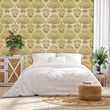 Load image into Gallery viewer, Retro floral neutral fabric peel and stick wallpaper