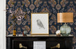 Load image into Gallery viewer, Victorian dark floral fabric peel and stick wallpaper