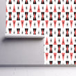 Load image into Gallery viewer, Pink and black retro vintage Mid-century modern fabric peel and stick wallpaper