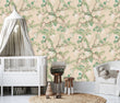 Load image into Gallery viewer, Vintage pink Chinoiserie floral fabric peel and stick wallpaper