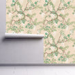 Load image into Gallery viewer, Vintage pink Chinoiserie floral fabric peel and stick wallpaper