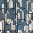 Load image into Gallery viewer, Blue and silver Art Deco fabric peel and stick wallpaper