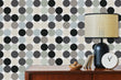 Load image into Gallery viewer, Black and white polka dot fabric peel and stick wallpaper