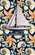 Load image into Gallery viewer, Beach House Wallpaper, Tropical Wallpaper, Starfish Wallpaper, Seashell Wallpaper, Peel and Stick Wallpaper, Fabric Wallpaper