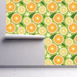Load image into Gallery viewer, Retro vintage citrus fruit orange and green peel and stick wallpaper