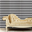 Load image into Gallery viewer, Geometric black and white harlequin fabric peel and stick wallpaper