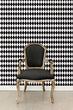 Load image into Gallery viewer, Geometric black and white harlequin fabric peel and stick wallpaper