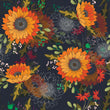Load image into Gallery viewer, Blue and orange floral cottage fabric peel and stick wallpaper