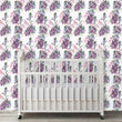 Load image into Gallery viewer, Purple lilac floral farmhouse fabric peel and stick wallpaper