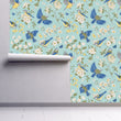 Load image into Gallery viewer, Blue bird Chinoiserie fabric peel and stick wallpaper