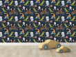 Load image into Gallery viewer, Safari Wallpaper, Zoo Wallpaper, Zoo Nursery, Peel and Stick Wallpaper, Boy Wallpaper, Cute Animal Wallpaper, Fabric Wallpaper
