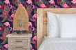 Load image into Gallery viewer, Vintage retro 80s flamingo fabric peel and stick wallpaper