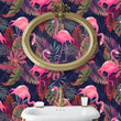 Load image into Gallery viewer, Vintage retro 80s flamingo fabric peel and stick wallpaper