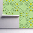 Load image into Gallery viewer, Antique vintage green and yellow floral fabric peel and stick wallpaper