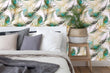 Load image into Gallery viewer, Mid-century Modern peacock feather fabric peel and stick wallpaper