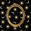 Load image into Gallery viewer, Black and mauve sun and stars celestial fabric peel and stick wallpaper