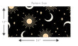 Load image into Gallery viewer, Black and mauve sun and stars celestial fabric peel and stick wallpaper