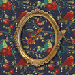 Load image into Gallery viewer, Blue and red botanical bird fabric peel and stick wallpaper