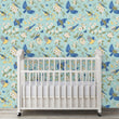 Load image into Gallery viewer, Blue bird Chinoiserie fabric peel and stick wallpaper