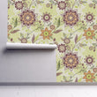 Load image into Gallery viewer, Whimsical purple floral fabric peel and stick wallpaper