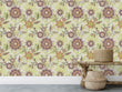 Load image into Gallery viewer, Whimsical purple floral fabric peel and stick wallpaper