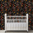 Load image into Gallery viewer, Dark floral botanical fabric peel and stick wallpaper