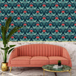 Load image into Gallery viewer, Blue Victorian floral fabric peel and stick wallpaper