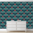 Load image into Gallery viewer, Blue Victorian floral fabric peel and stick wallpaper