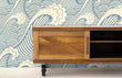 Load image into Gallery viewer, Ocean waves blue nautical fabric peel and stick wallpaper