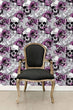 Load image into Gallery viewer, Purple gothic skull floral textured peel and stick wallpaper
