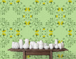Load image into Gallery viewer, Antique vintage green and yellow floral fabric peel and stick wallpaper