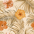 Load image into Gallery viewer, Orange and pink hibiscus tropical fabric peel and stick wallpaper