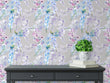 Load image into Gallery viewer, Floral lavender and blue fabric peel and stick wallpaper